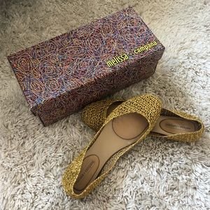MELISSA Campana Papel Gold Glitter flats size 10